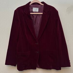 Vintage DC Burgundy Velvet Blazer Women’s Size 40 Made in Japan Classic Jacket